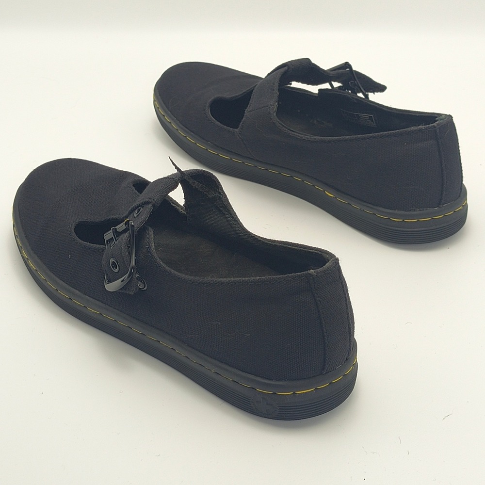 Dr Martens Woolwich Black Canvas Mary Jane T-Strap Shoes Womens 7 AW004 SK01R - Picture 4 of 16